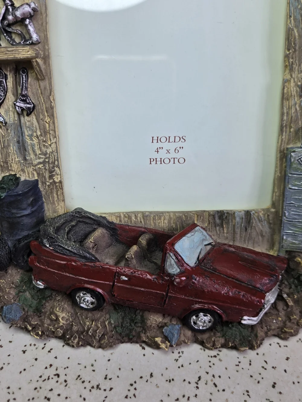 GANZ Red Convertible Rustic Tool-Themed Photo Frame 4x6 Treasured Memories
